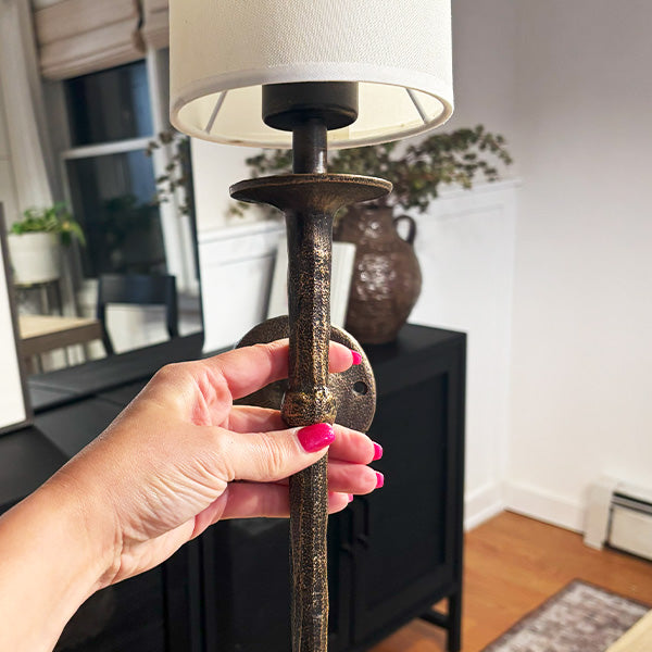 LED Battery Operated Wall Mounted Metal Sconce