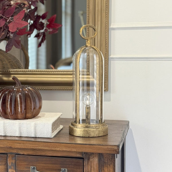 Portable Brass Finish LED Lantern