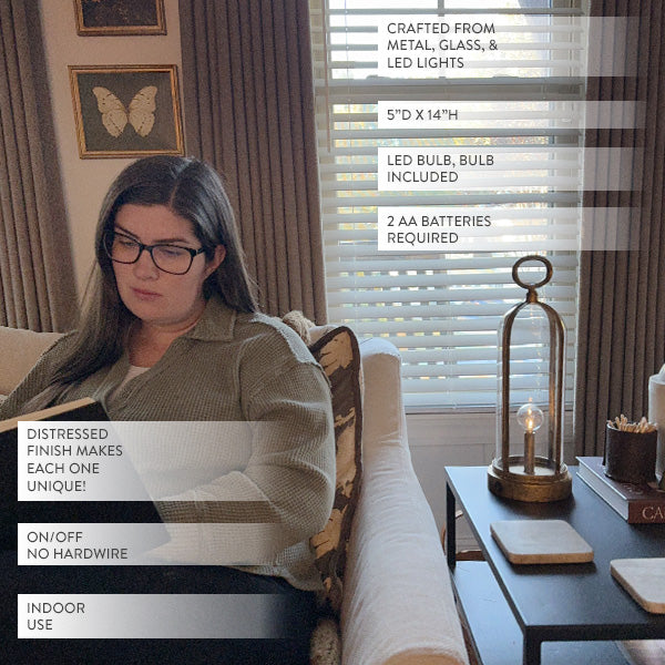 Portable Brass Finish LED Lantern