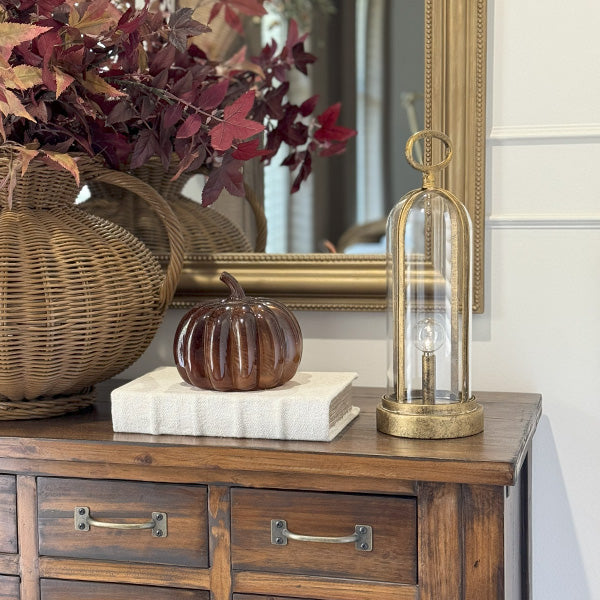 Portable Brass Finish LED Lantern