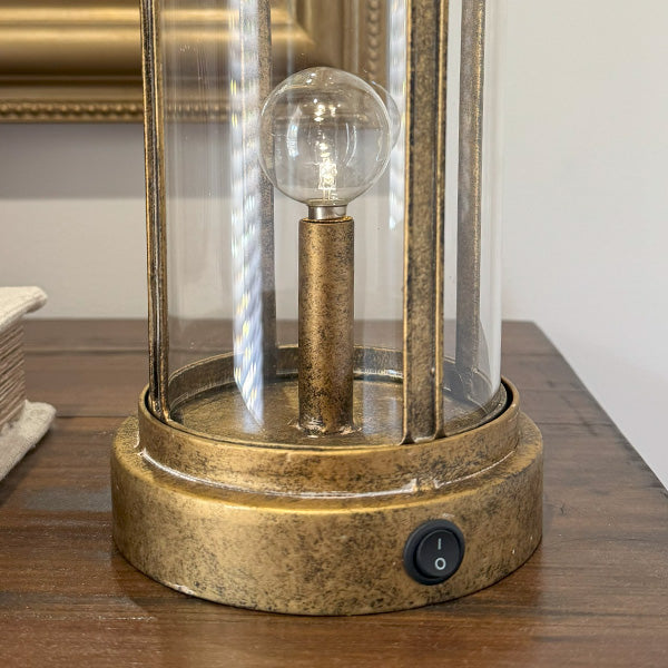 Portable Brass Finish LED Lantern
