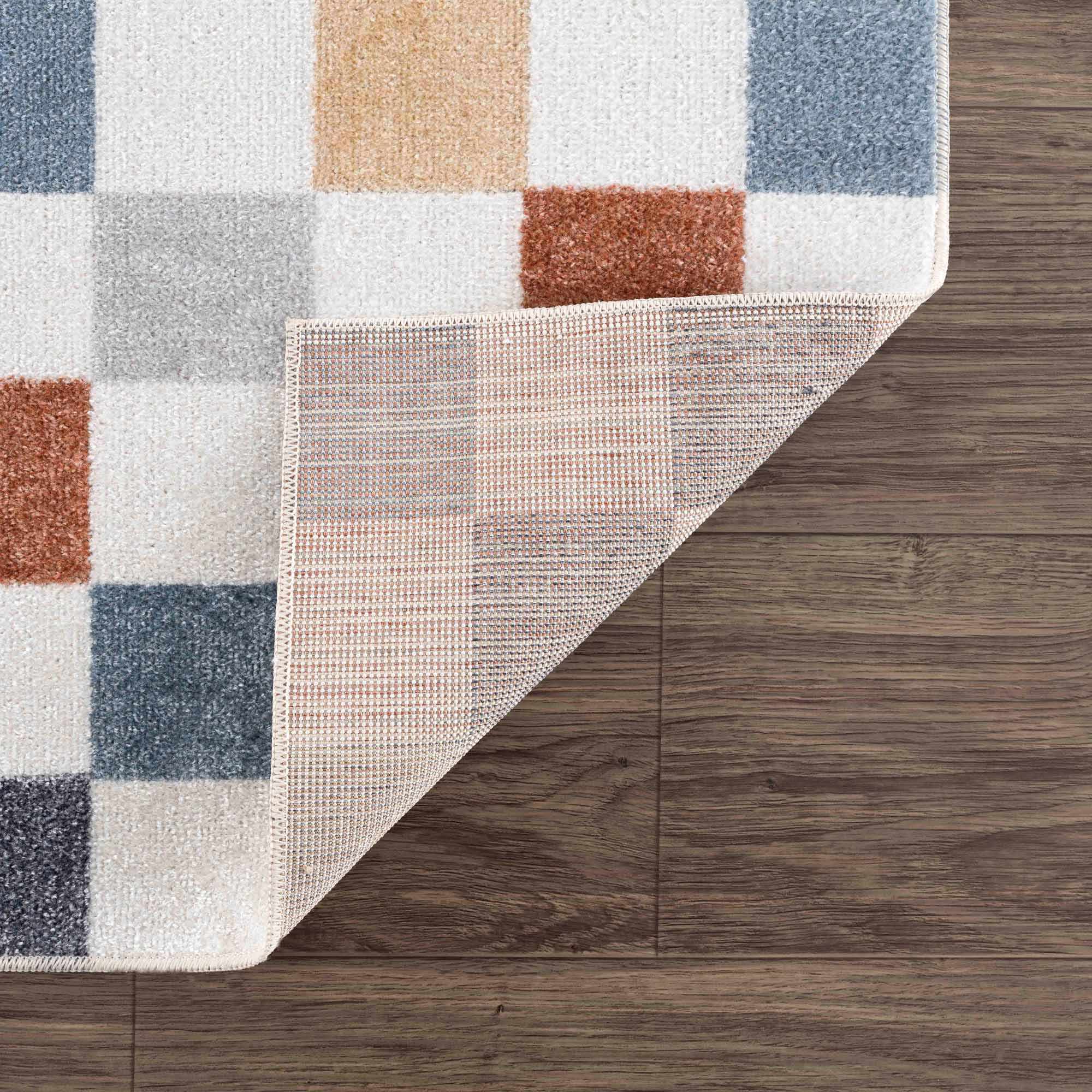 Checkered Multi Color Washable Area Rug