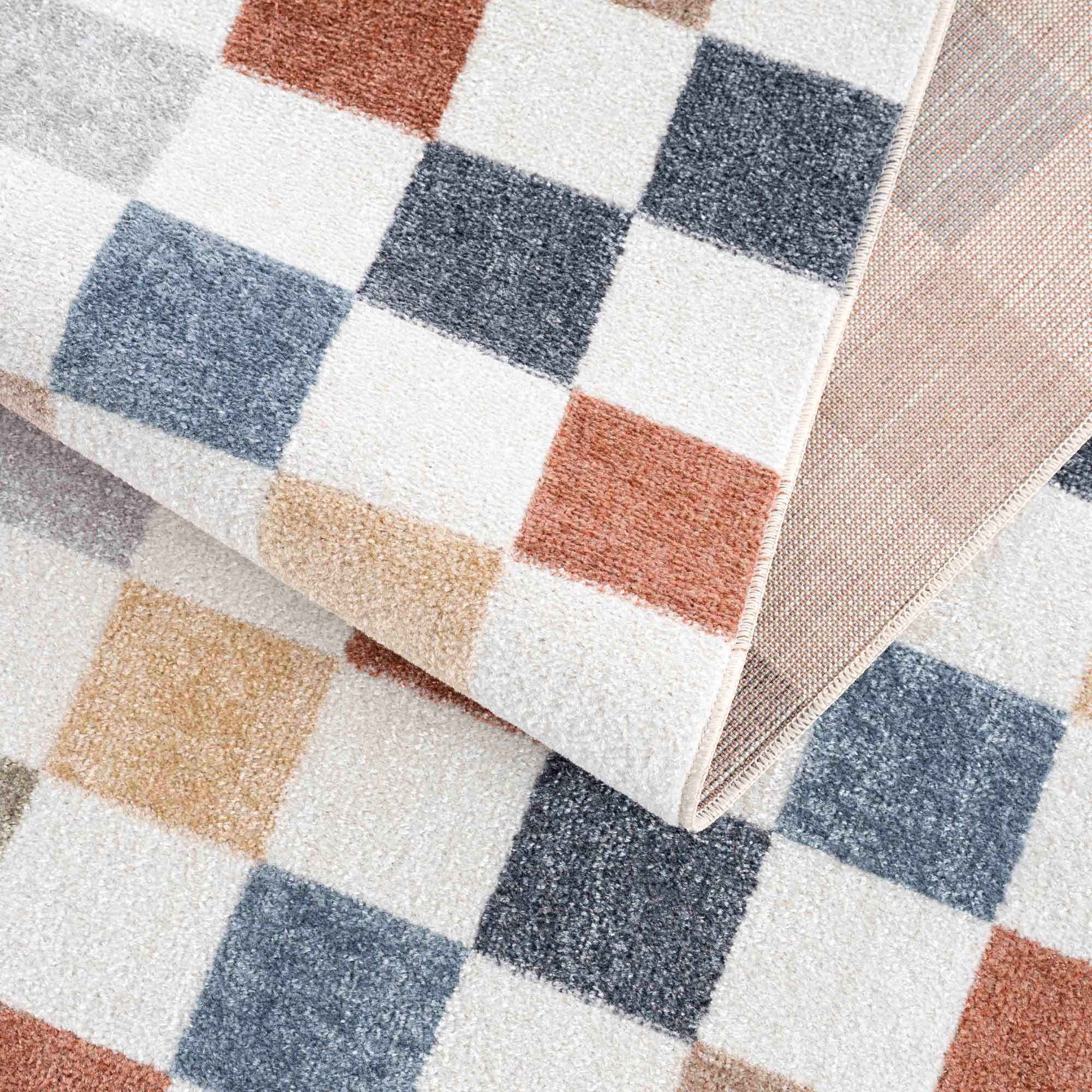 Checkered Multi Color Washable Area Rug