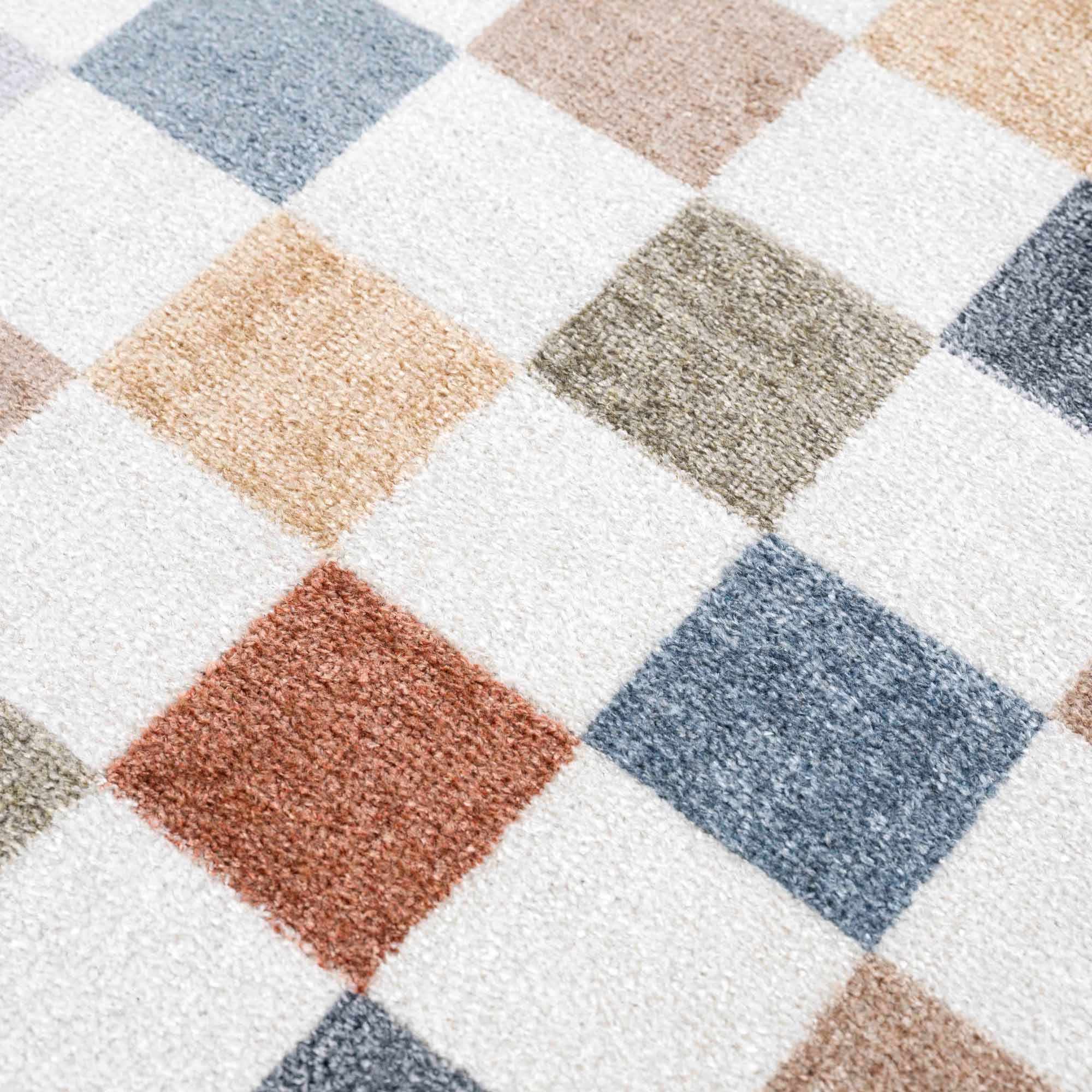 Checkered Multi Color Washable Area Rug