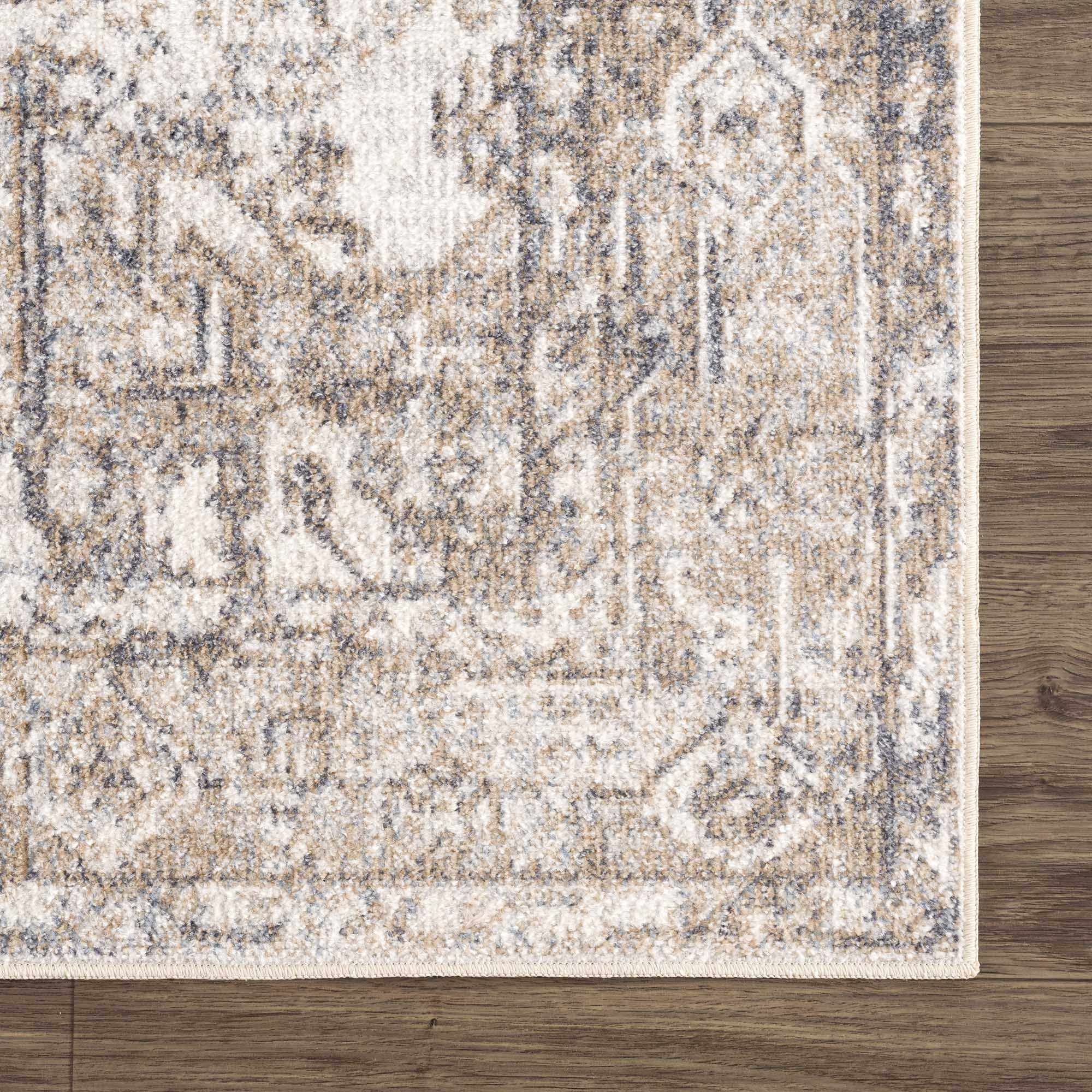 Rustic Brown & Cream Washable Area Rug