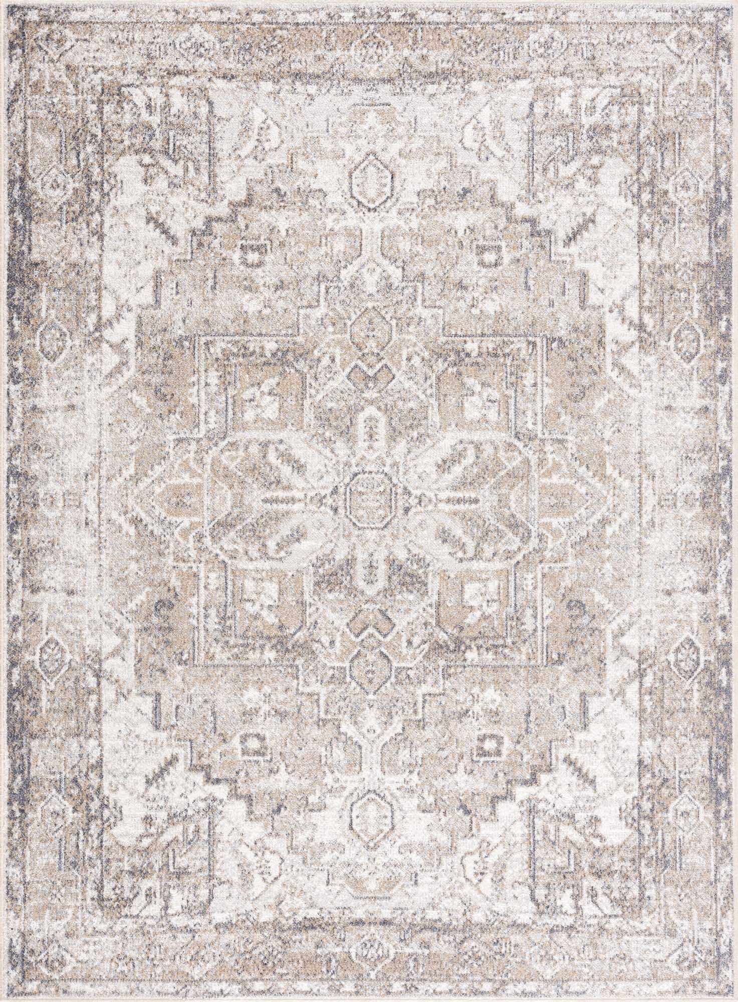 Rustic Brown & Cream Washable Area Rug