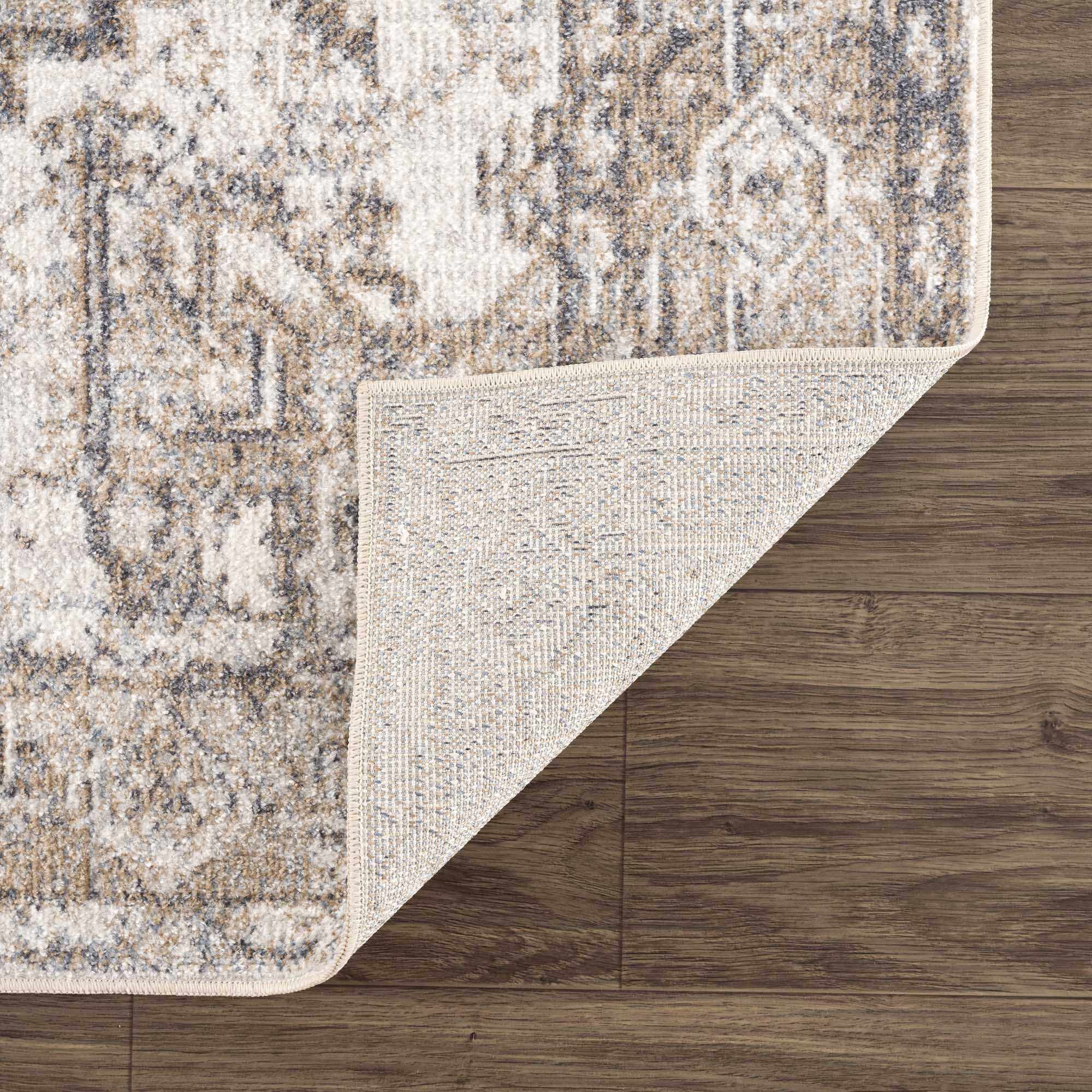 Rustic Brown & Cream Washable Area Rug