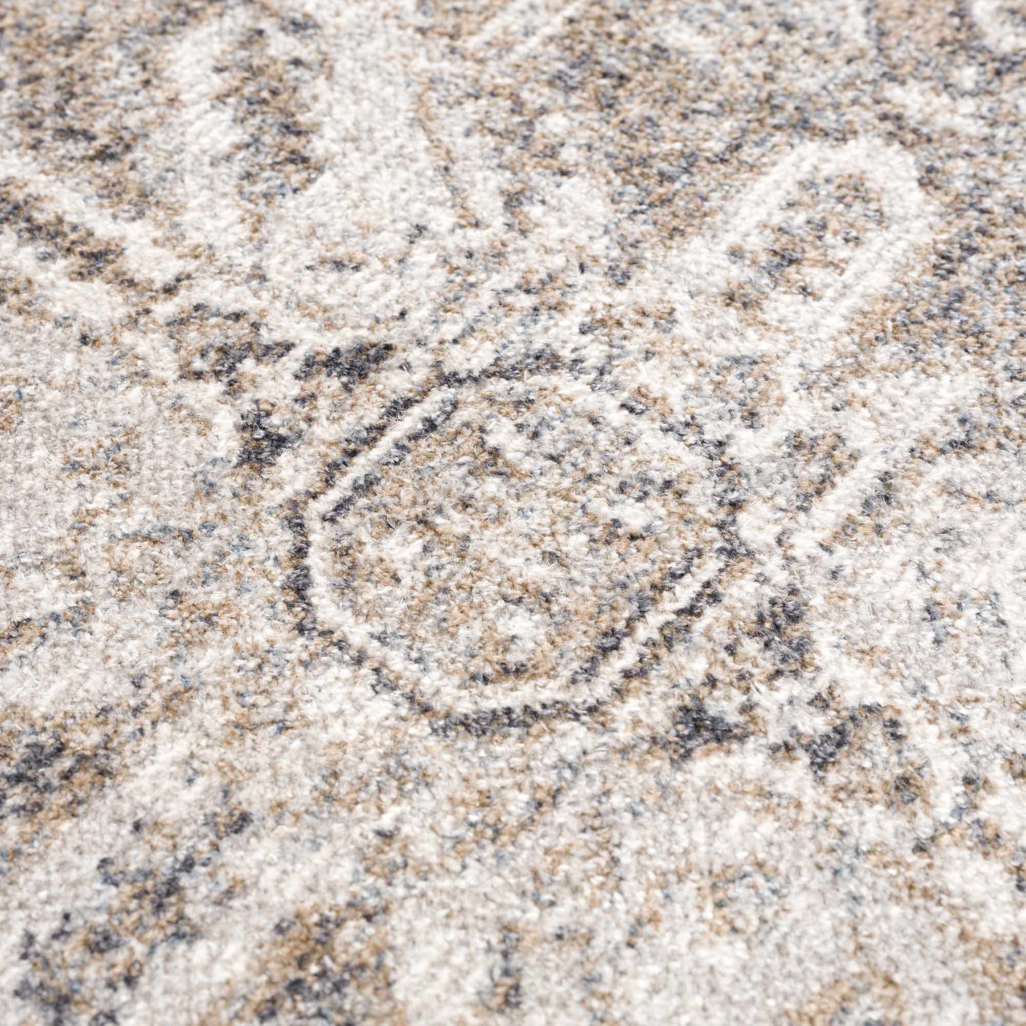 Rustic Brown & Cream Washable Area Rug