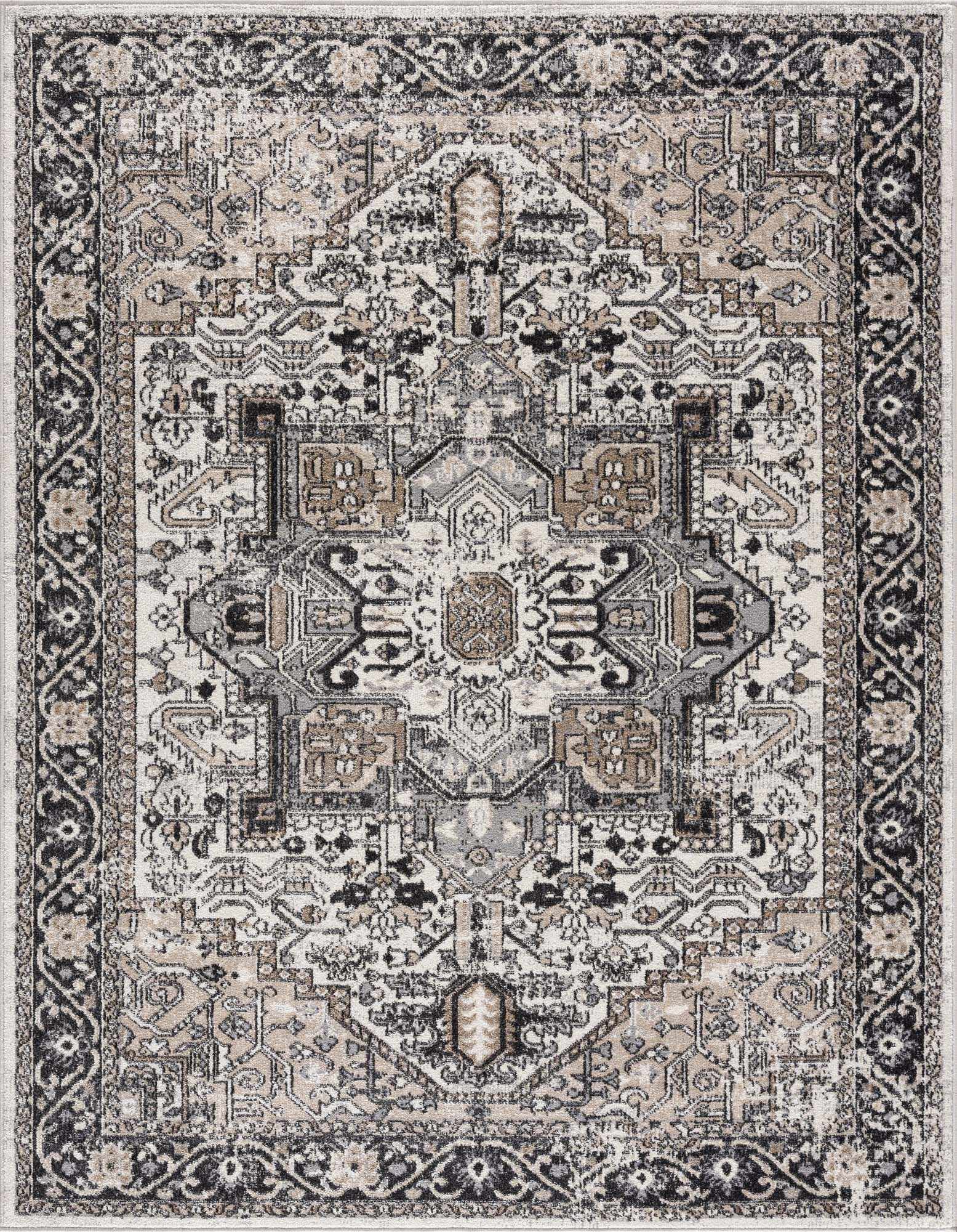 Black and Grey Washable Area Rug