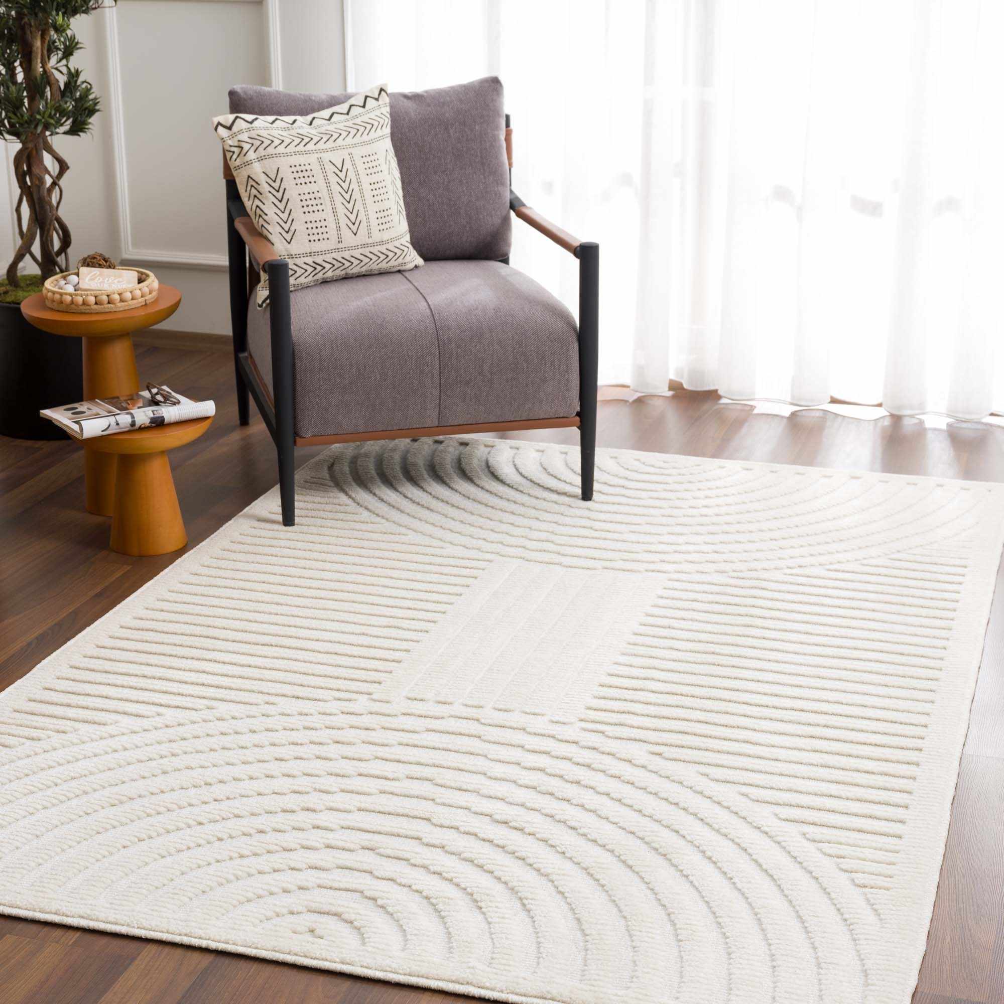 Off White Washable Area Rug