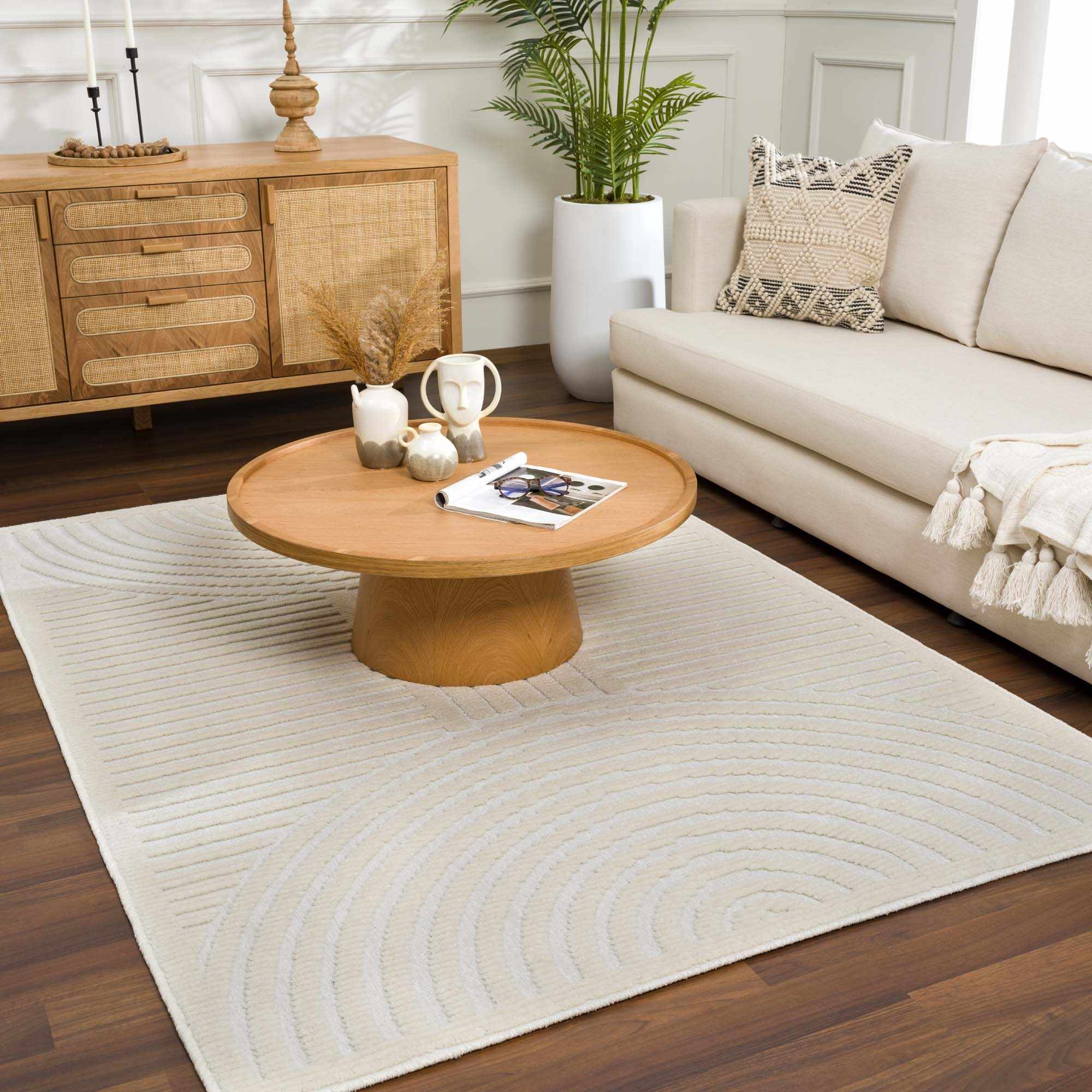 Off White Washable Area Rug
