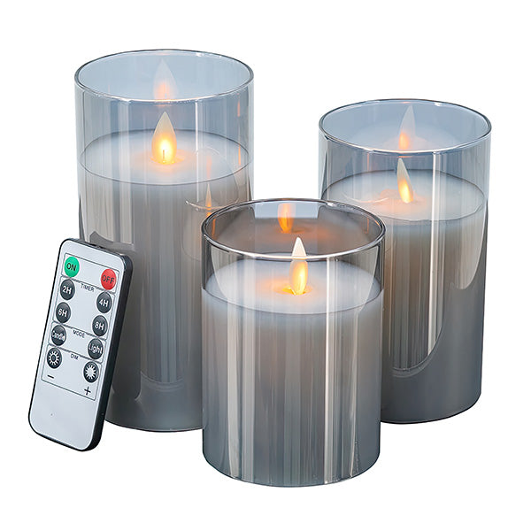 Flickering Flameless LED Candles with Remote, Set of 3 | Choose Your Color