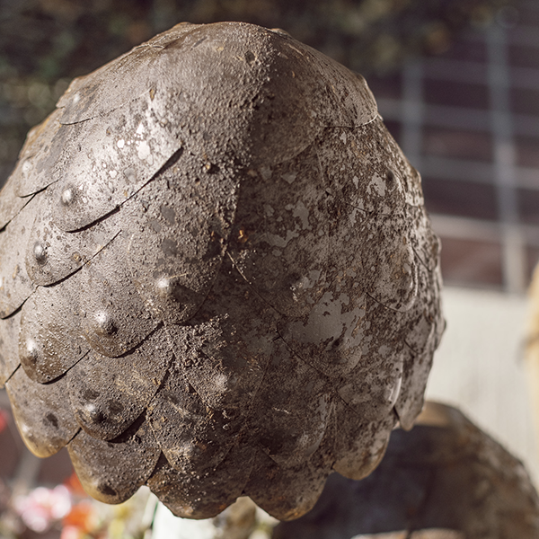 37 Inch Gigantic Distressed Metal Mushroom Yard Stakes, Set of 2