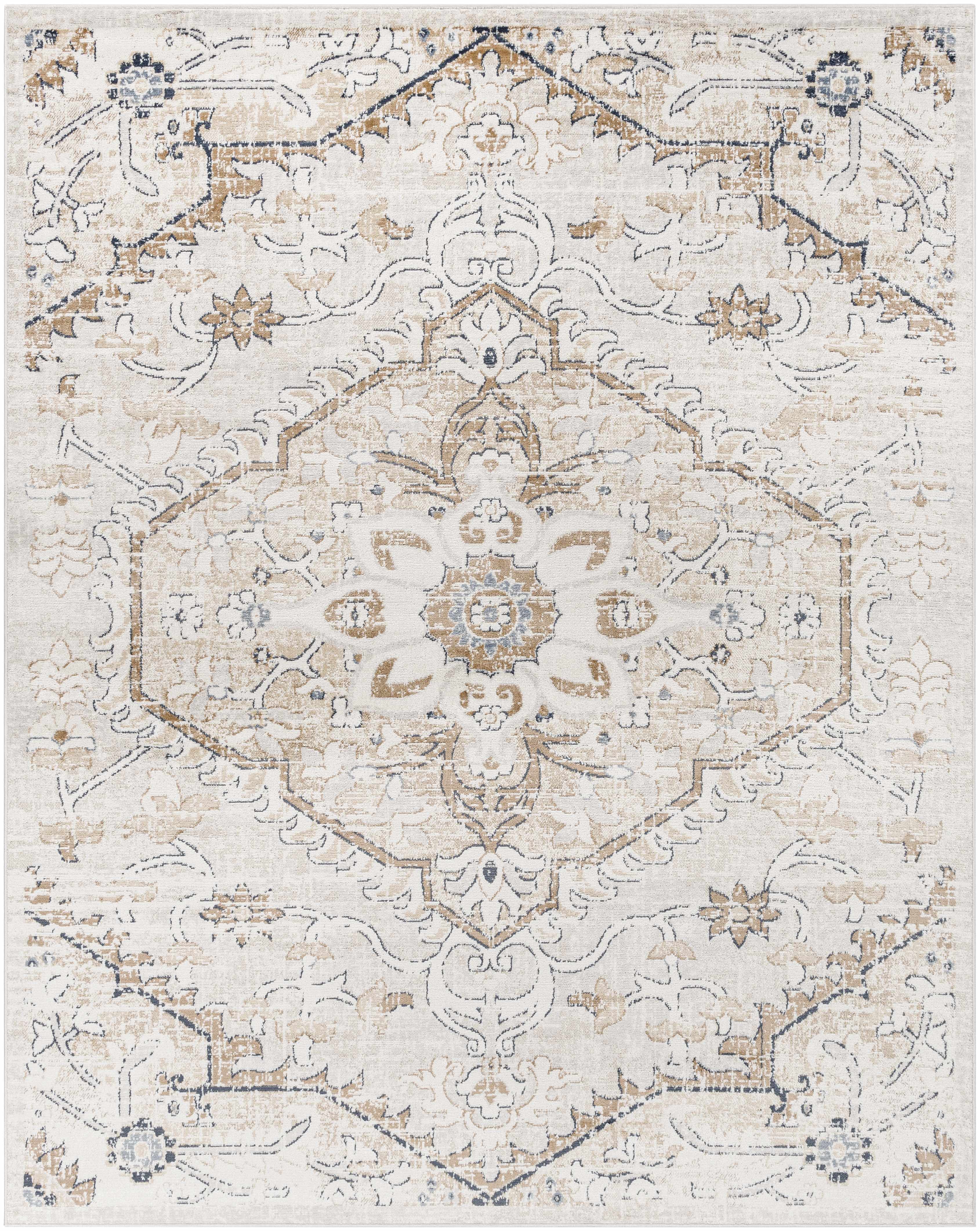 Cream Distressed Area Rug
