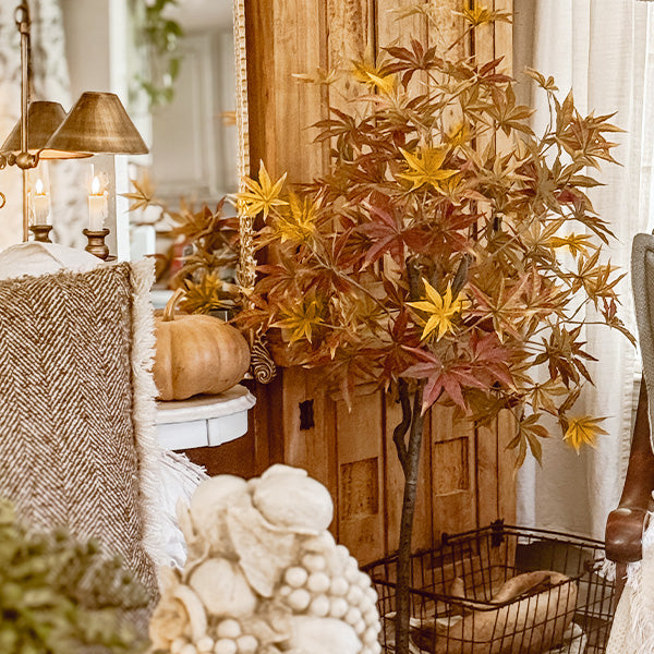 52 Inch Potted Foliage Maple Leaf Faux Tree