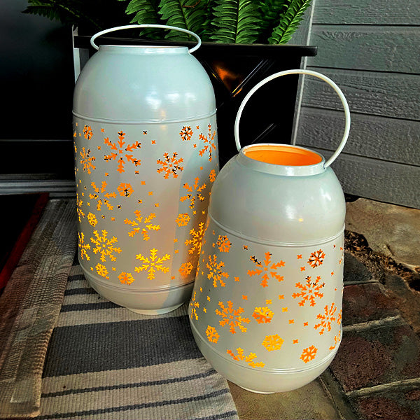 Metal Snowflake Lanterns, Set of 2