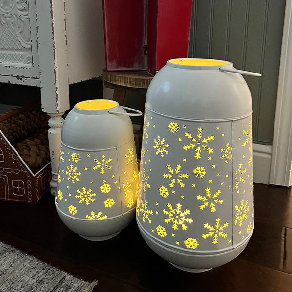 Metal Snowflake Lanterns, Set of 2