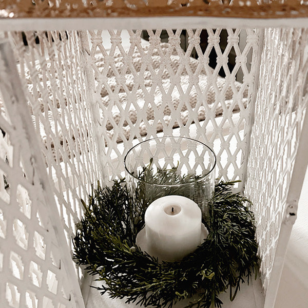 Large Ornate Caged Metal Candle Lanterns, Set of 2