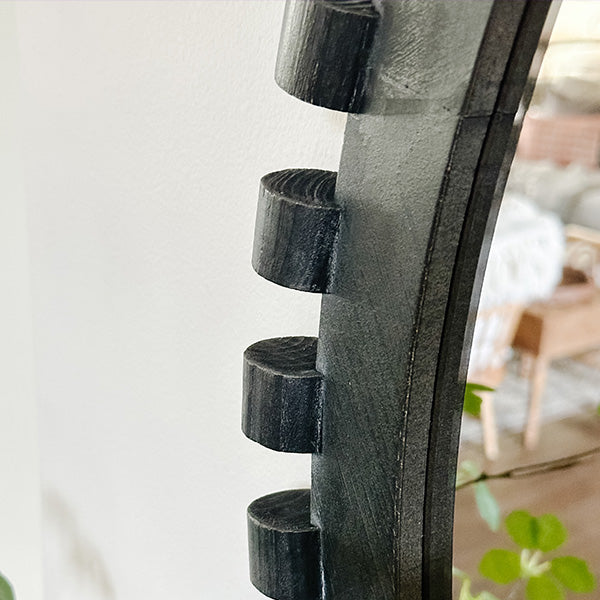 Round Wall Mirror with Black Intricate Frame