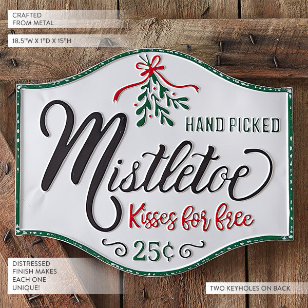 Hand Picked Mistletoe Metal Wall Sign