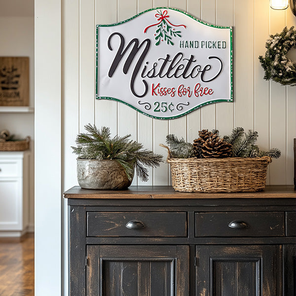 Hand Picked Mistletoe Metal Wall Sign