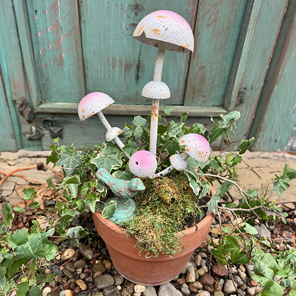 Iron Hand-painted Mushroom Garden Stake