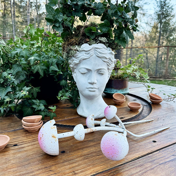 Iron Hand-painted Mushroom Garden Stake