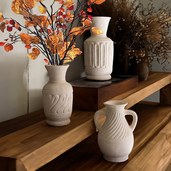 Handmade Paper Mache Vases, Set of Three