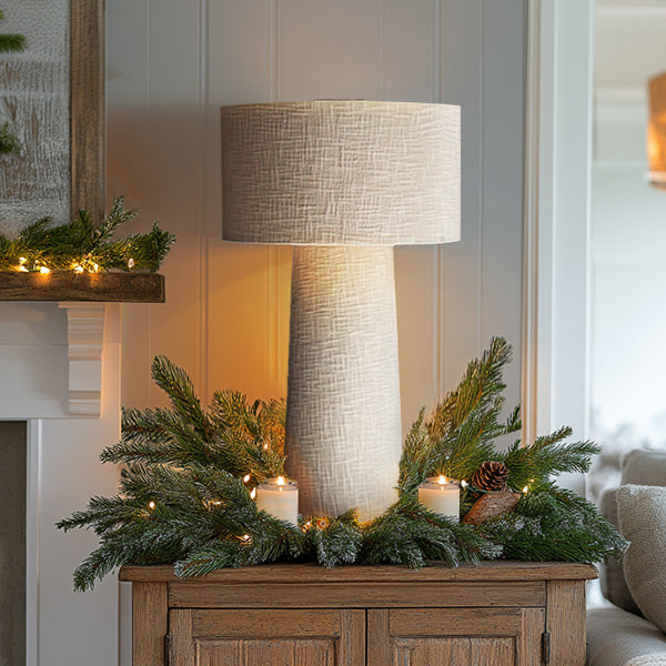 Boucle Fabric Side Table Lamp With Shade