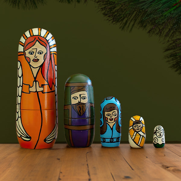 Christmas Nesting Dolls, Set of 5, Choose Your Style