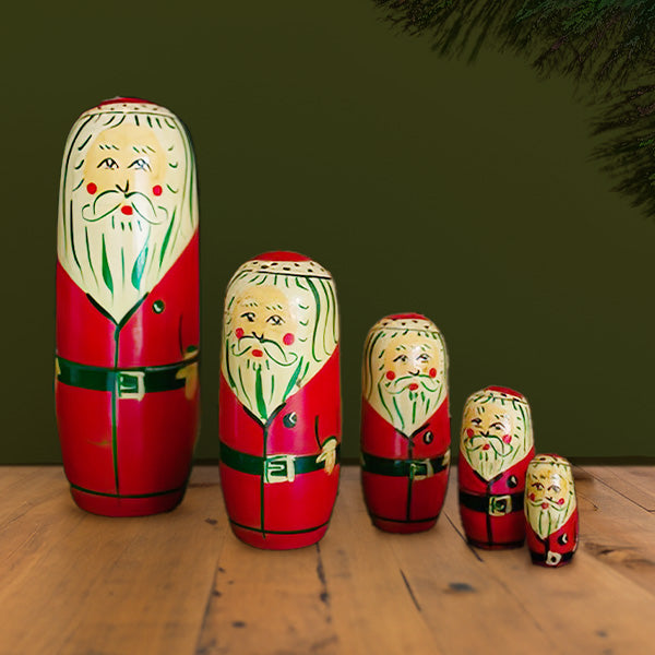 Christmas Nesting Dolls, Set of 5, Choose Your Style