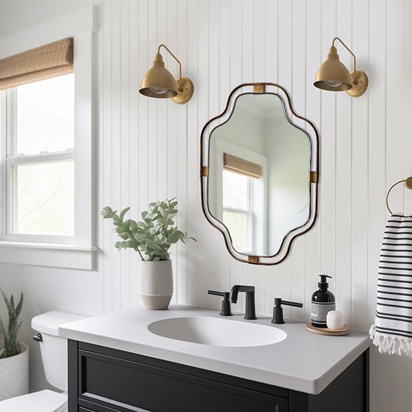 Notched Corner Powder Room Mirror