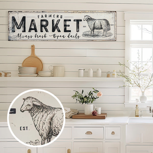 40 Inch Nostalgic Distressed Metal Farmers Market Sign