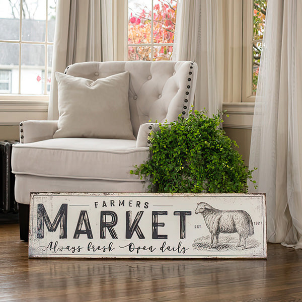 40 Inch Nostalgic Distressed Metal Farmers Market Sign