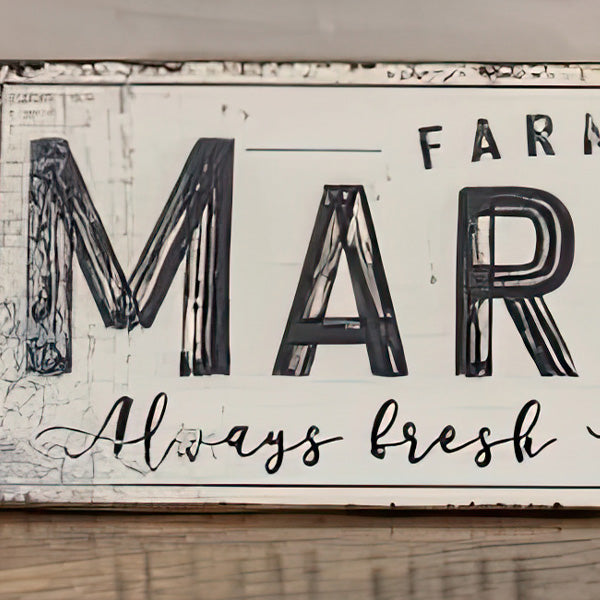 40 Inch Nostalgic Distressed Metal Farmers Market Sign