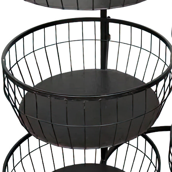 5-Basket Wire Frame Swiveling Rolling Storage Cart