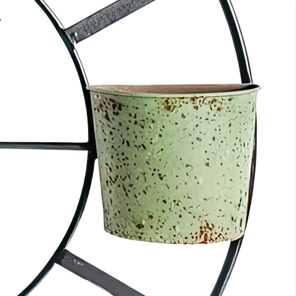 Distressed Green Metal Planter Clock