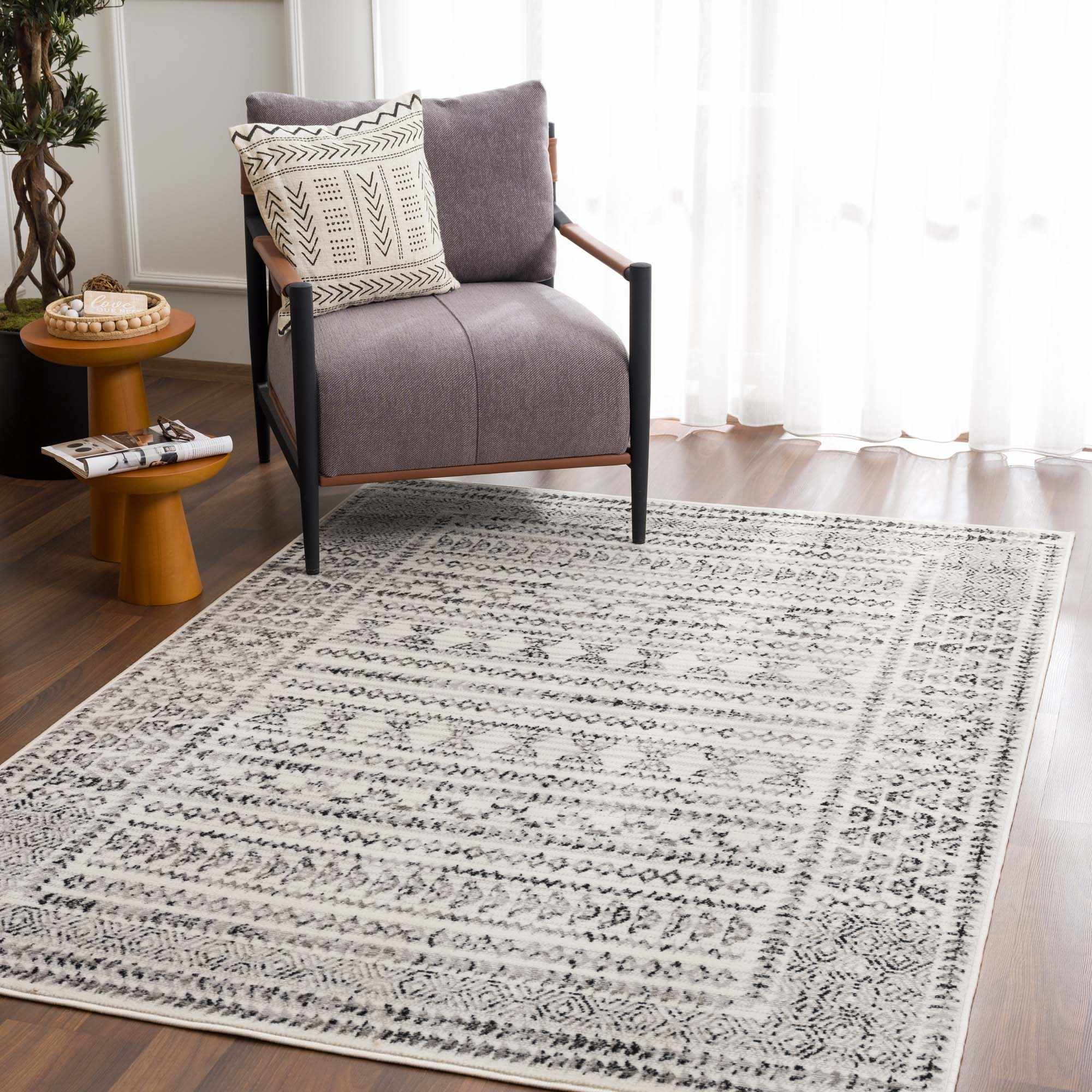 Black and Gray Patterned Area Rug