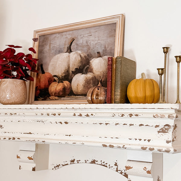 Vintage Inspired Pumpkin Wood Framed Wall Art