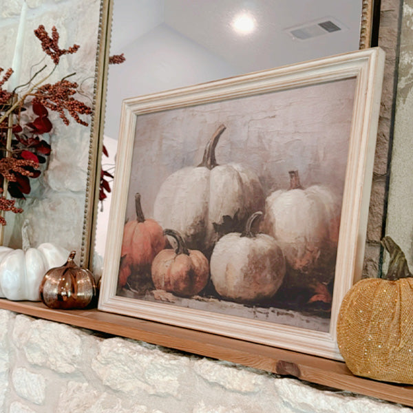 Vintage Inspired Pumpkin Wood Framed Wall Art