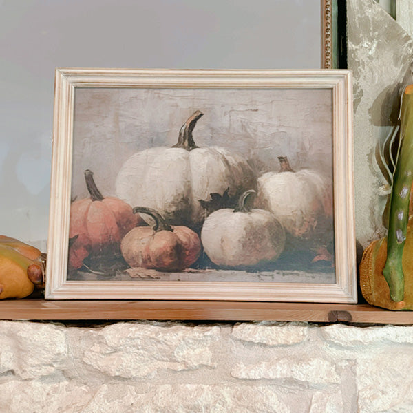 Vintage Inspired Pumpkin Wood Framed Wall Art