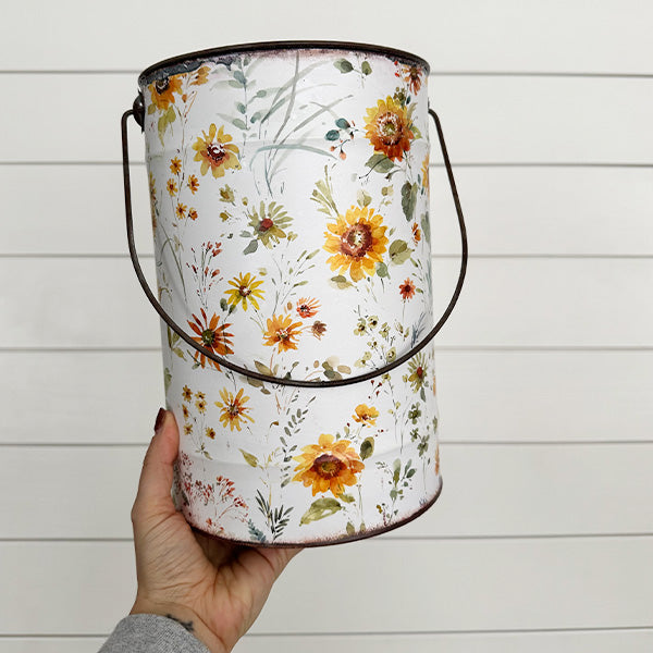 Distressed Patterned Metal Pails, Set of 3