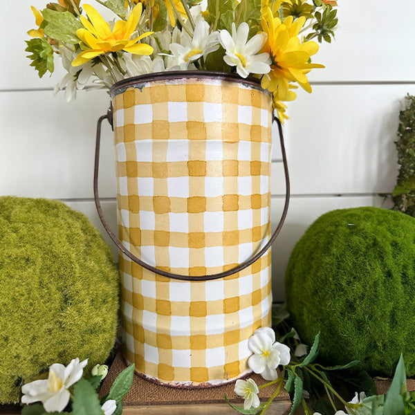 Distressed Patterned Metal Pails, Set of 3