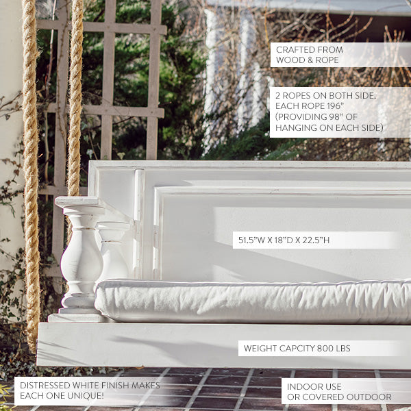 Ophelia Chunky Wooden Porch Swing With Cushion