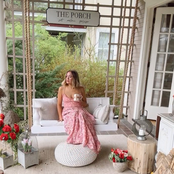 Ophelia Chunky Wooden Porch Swing With Cushion