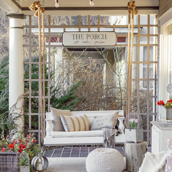 Ophelia Chunky Wooden Porch Swing With Cushion