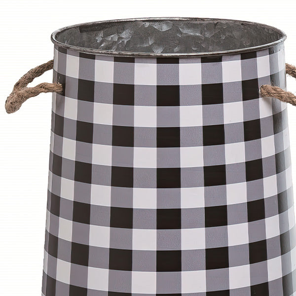 Metal Nesting Buffalo Check Buckets, Set of 3