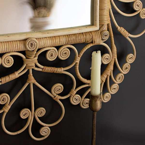 Ornate Rattan Framed Mirror