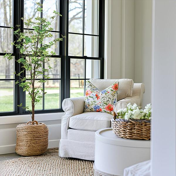 5 Feet Rhodoleia Faux Tree in Black Pot