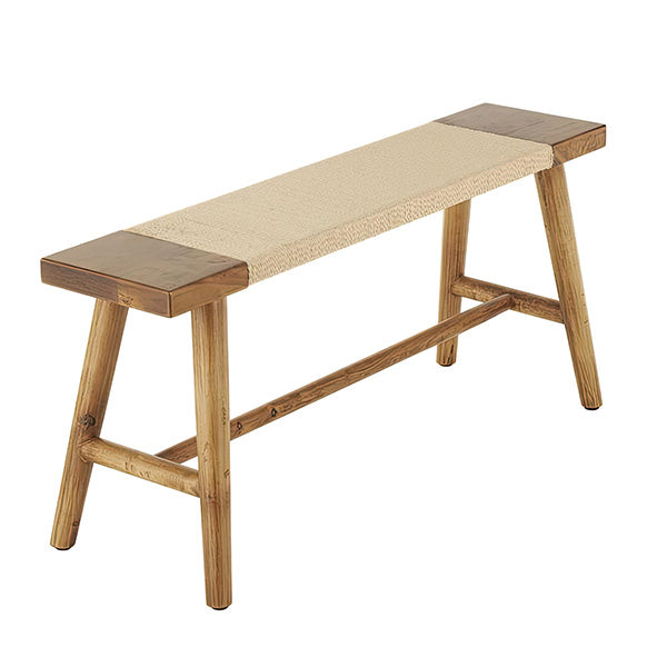 Wood Bench With Rope Accent